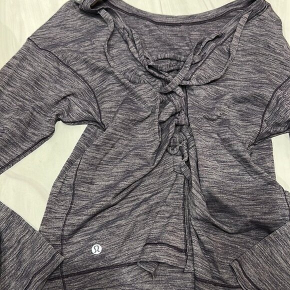 Lululemon Purple Laced With Intent Lace Up Back Long Sleeve Top Size 6 - Picture 2 of 5